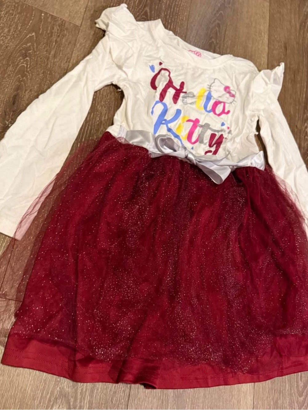 Hello Kitty White Top with Red Glitter Tulle Skirt